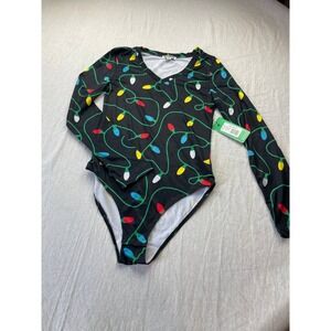 Tipsy Elves String Of Lights Bodysuit Size M Christmas Holiday Hoodie Party NWT